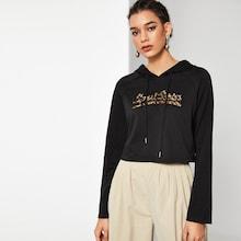 Romwe Leopard Letter Print Drawstring Hoodie