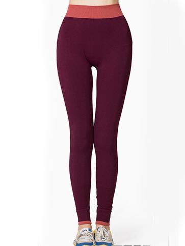 Romwe Contrast Elastic Waist Burgundy Sport Leggings
