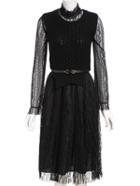 Romwe Cable Knit Sleeveless Crop Black Sweater With Lace Dress