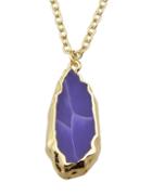 Romwe Purple Stone Pendant Necklace
