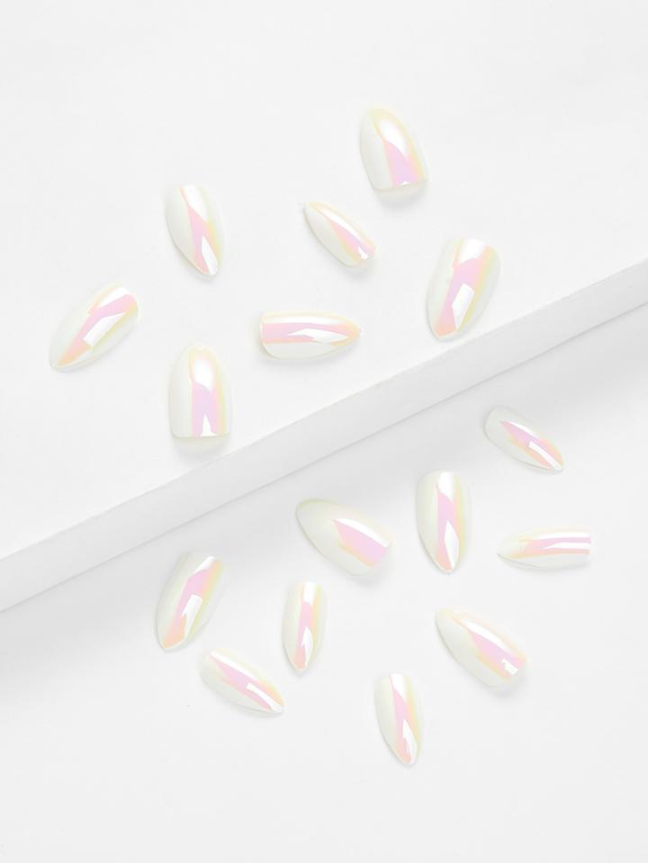 Romwe Metallic Almond False Nail 10pcs