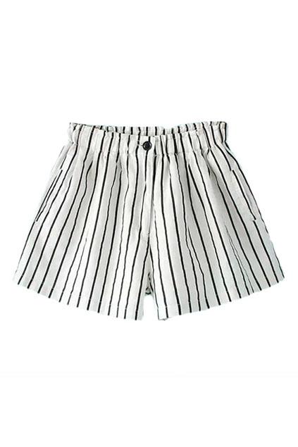 Romwe Striped Buttoned White Shorts