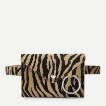 Romwe Ring Decor Zebra Pattern Bum Bag