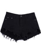 Romwe Ragged-hems Denim Shorts