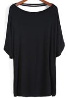 Romwe Round Neck Hollow Loose T-shirt