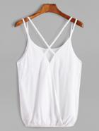 Romwe White Criss Cross Back Strappy Cami Top