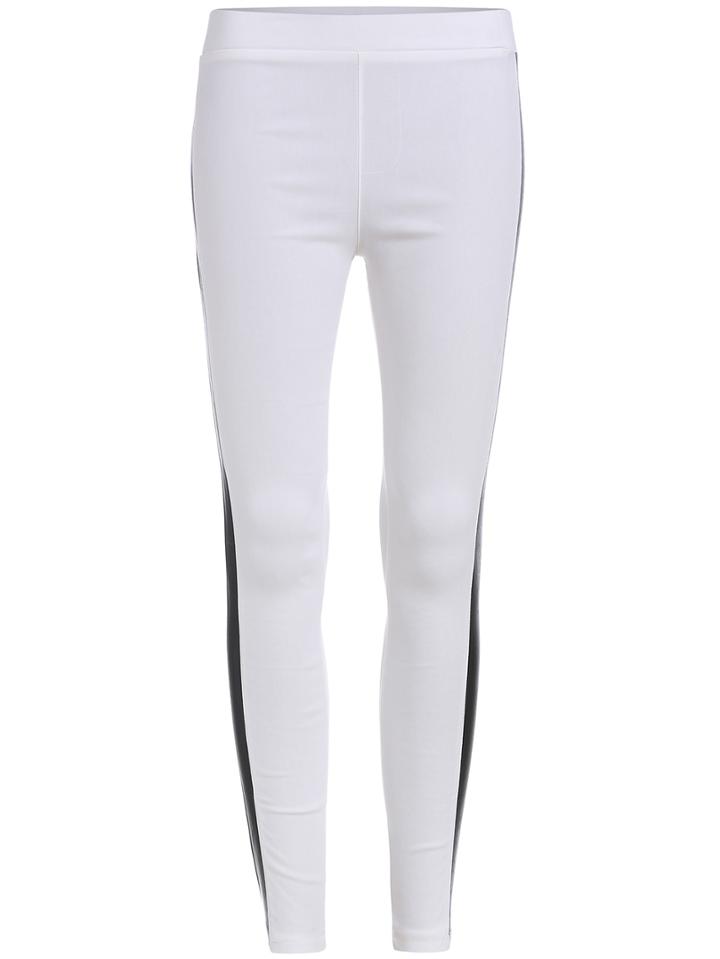 Romwe Contrast Pu Pockets Slim Leggings