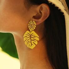 Romwe Tropical Leaf Hollow Drop Earrings 1pair