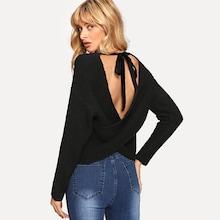 Romwe Criss-cross Back Jumper