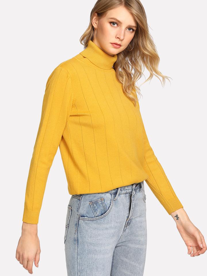 Romwe High Neck Knit Sweater