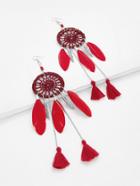 Romwe Dreamcatcher Drop Earrings With Tassel