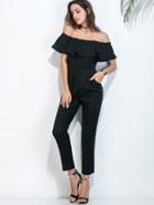 Romwe Flounce Layered Straight Jumpsuit