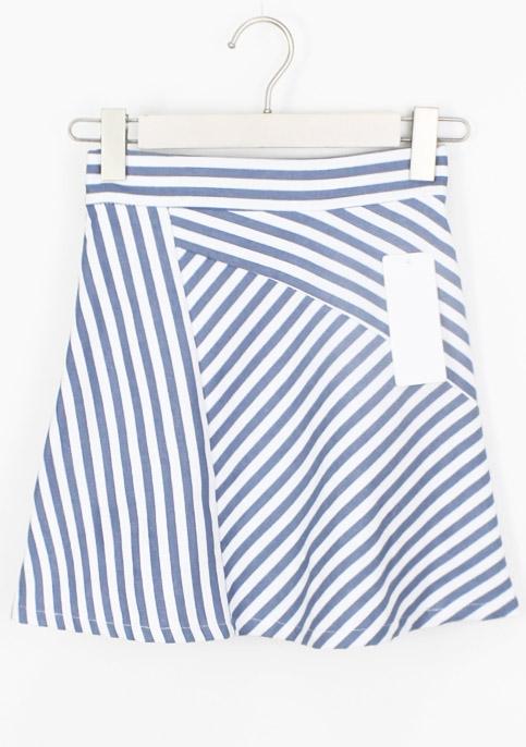 Romwe High Waist Striped A-line Skirt