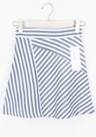 Romwe High Waist Striped A-line Skirt