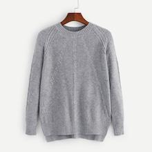 Romwe Raglan Sleeve Dip Hem Jumper