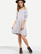 Romwe Fold-over Off-the-shoulder Asymmetric Dress