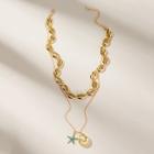 Romwe Shell Pendant Chain Necklace 1pc