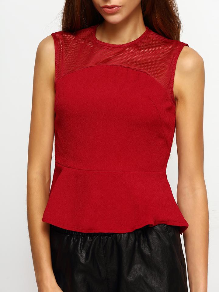 Romwe Peplum Zipper Tank Top