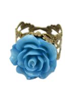 Romwe Blue Rose Retro Gold Ring