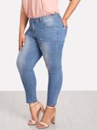 Romwe Pearl Detail Jeans