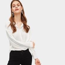 Romwe Chain Print Tape Side Chiffon Blouse