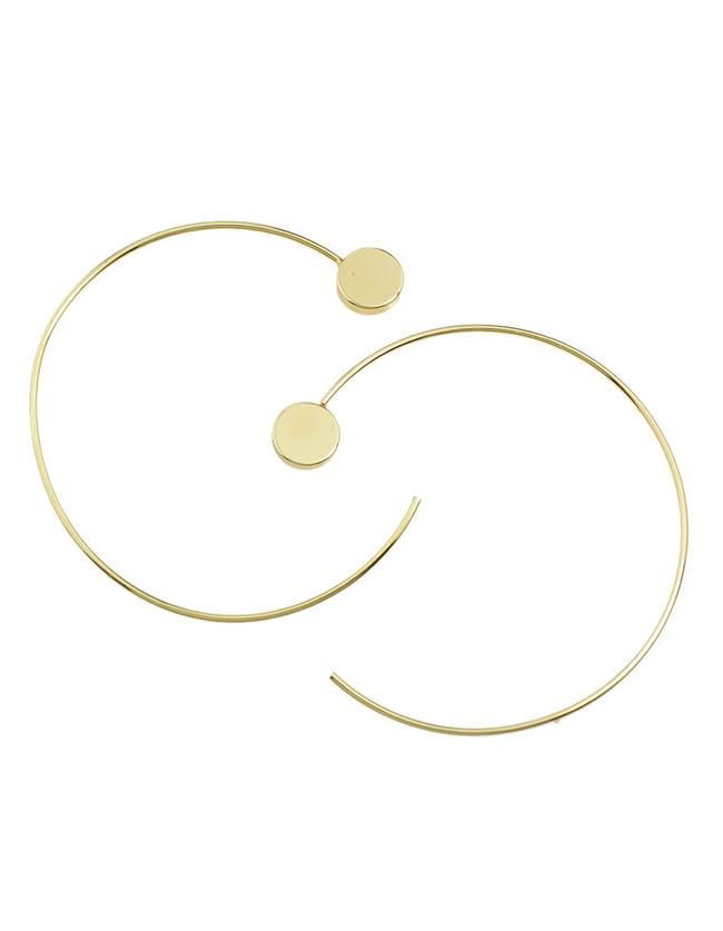 Romwe Gold Big Rounf Stud Earrings