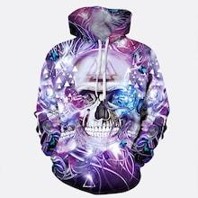 Romwe Guys 3d Skull Print Hooded Sweatshirt