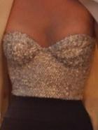 Romwe Gold Sequin Tube Top