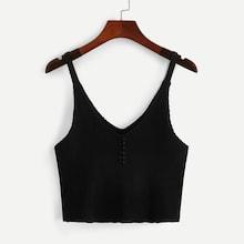 Romwe Double V Neck Button Front Cami Top