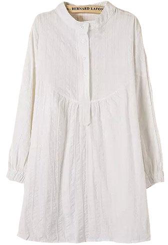 Romwe Stand Collar With Buttons Shift Dress