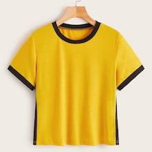 Romwe Cut And Sew Ringer Tee