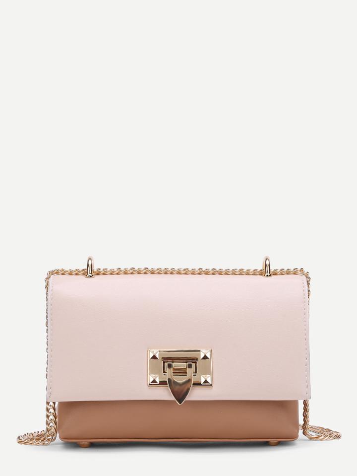 Romwe Two Tone Flap Crossbody Bag