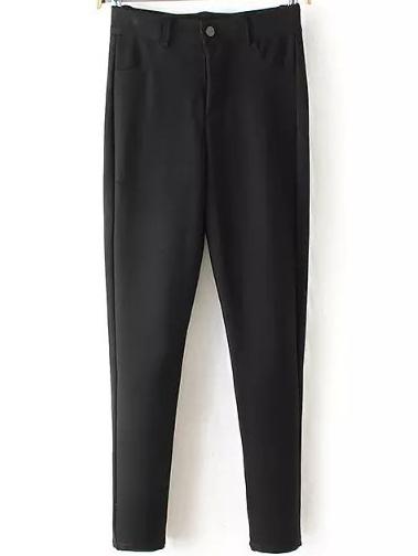 Romwe Elastic Casual Black Pant