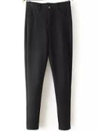 Romwe Elastic Casual Black Pant