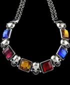 Romwe Multicolor Diamond Skull Chain Necklace