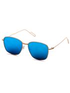 Romwe Gold Delicate Frame Blue Lens Sunglasses