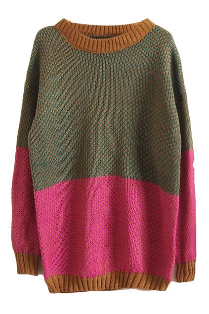 Romwe Color Block Red Jumper