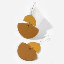 Romwe Two Tone Half Round Drop Earrings