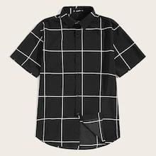 Romwe Guys Grid Collared Shirt