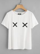 Romwe Cross Print T-shirt