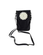 Romwe Black Cute Flower Pu Card Bag