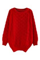 Romwe Rhombus Twisted Loose Knitted Jumper