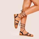 Romwe Strappy Gladiator Lace-up Sandals