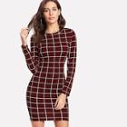 Romwe Slim Fit Grid Dress