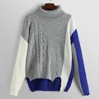 Romwe Color-block Asymmetrical Hem Sweater