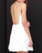 Romwe White Spaghetti Strap Backless Dress