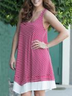 Romwe Red Striped Sleeveless Ruffle Dress