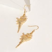 Romwe Conch Shaped Metal Drop Earrings 1pair