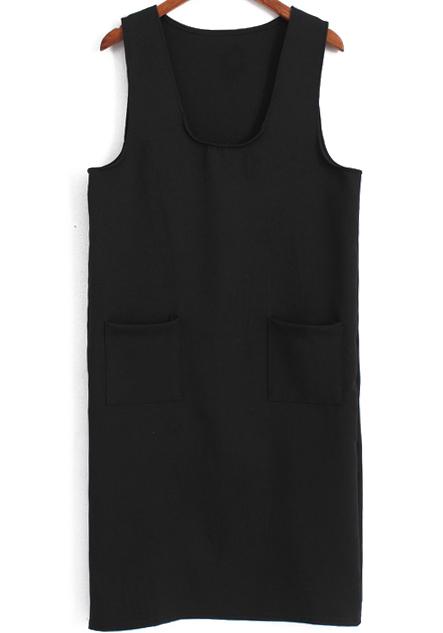 Romwe V Neck Sleeveless With Pockets Shift Dress