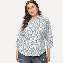 Romwe Plus Curved Hem Raglan Sleeve Blouse